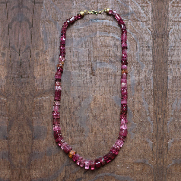 PINK TOURMALINE BEADED NECKLACE