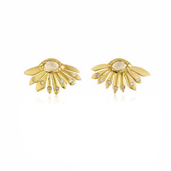 DAISY DEWDROP DIAMOND STUD EARRINGS