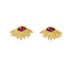 DAISY DEWDROP RUBY STUD EARRINGS