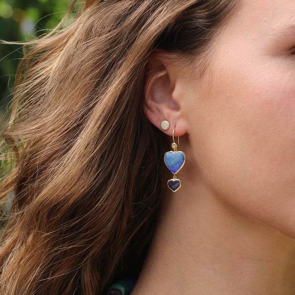 BOULDER OPAL  HEART DROP EARRINGS