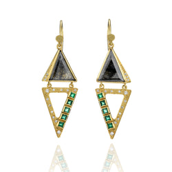 Nefertiti Diamond Emerald Earrings