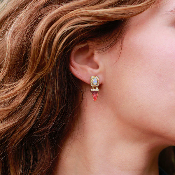 Nefertiti Opal Diamond Enamel Earrings