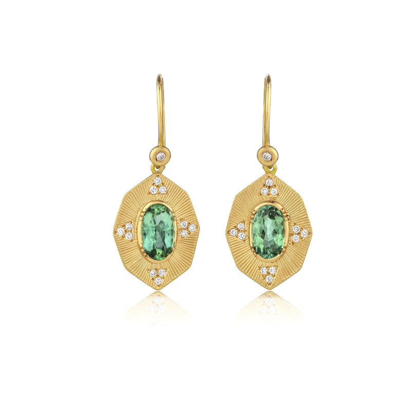 TALISMAN SHIELD PARAIBA TOURMALINE EARRINGS