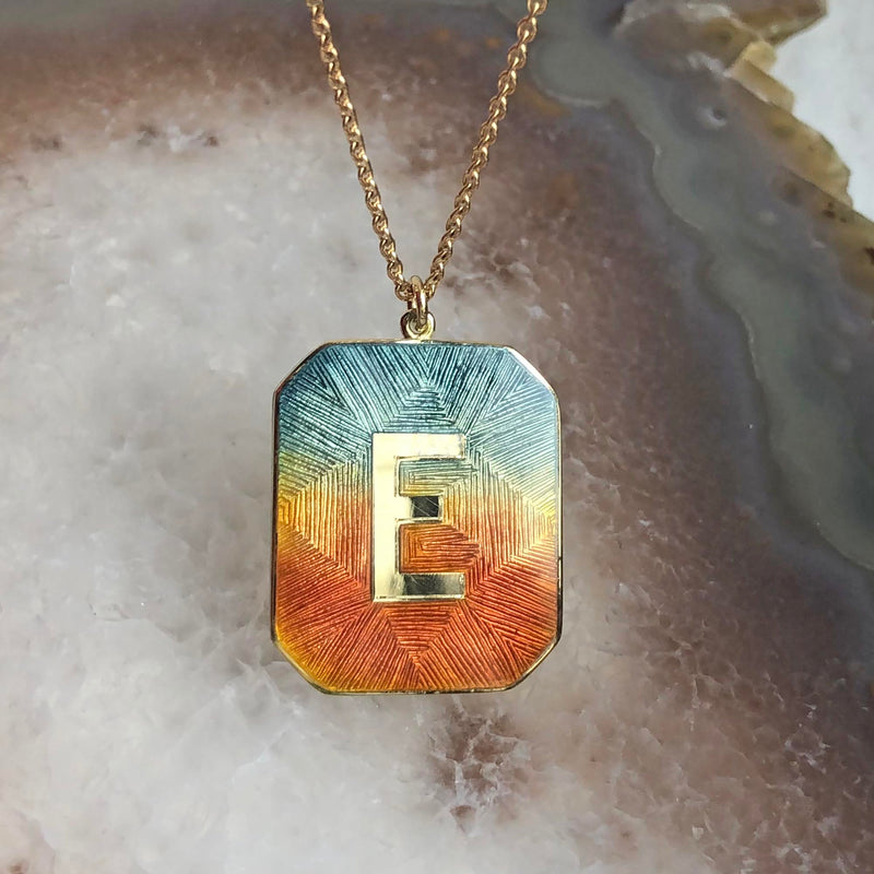 Alphabet Sunrise Enamel Letter Necklace