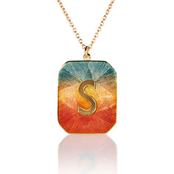 Alphabet Sunrise Enamel Letter Necklace