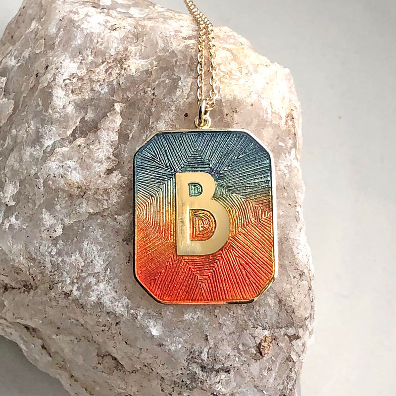 Alphabet Sunrise Enamel Letter Necklace