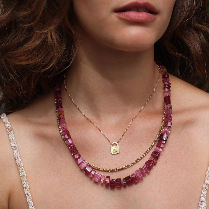 PINK TOURMALINE BEADED NECKLACE