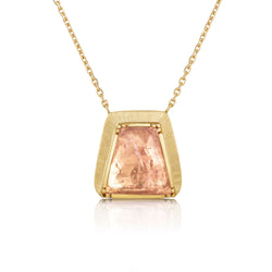 BAUHAUS PINK TOURMALINE ENGRAVED NECKLACE