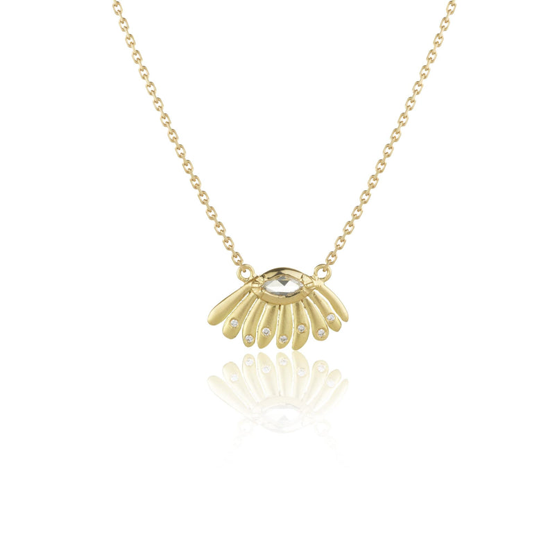 Hand made in London Brooke Gregson 18k gold Daisy Diamond Necklace