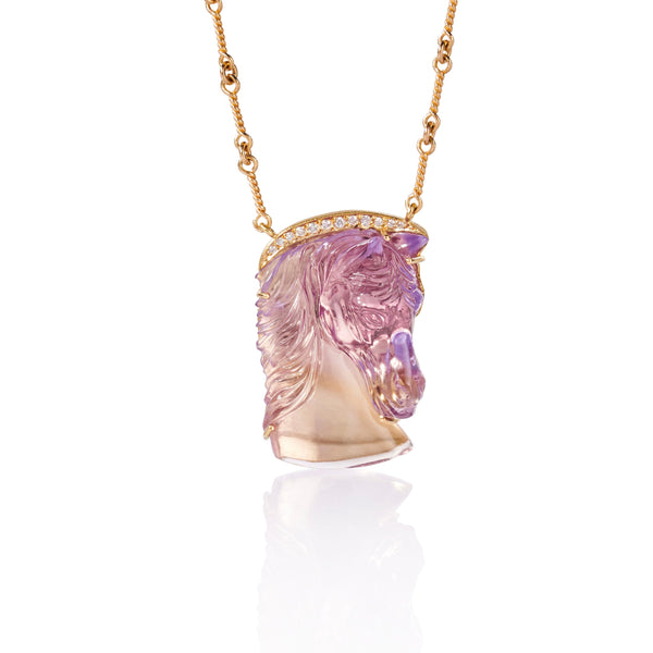 Carved Ametrine Horse Necklace