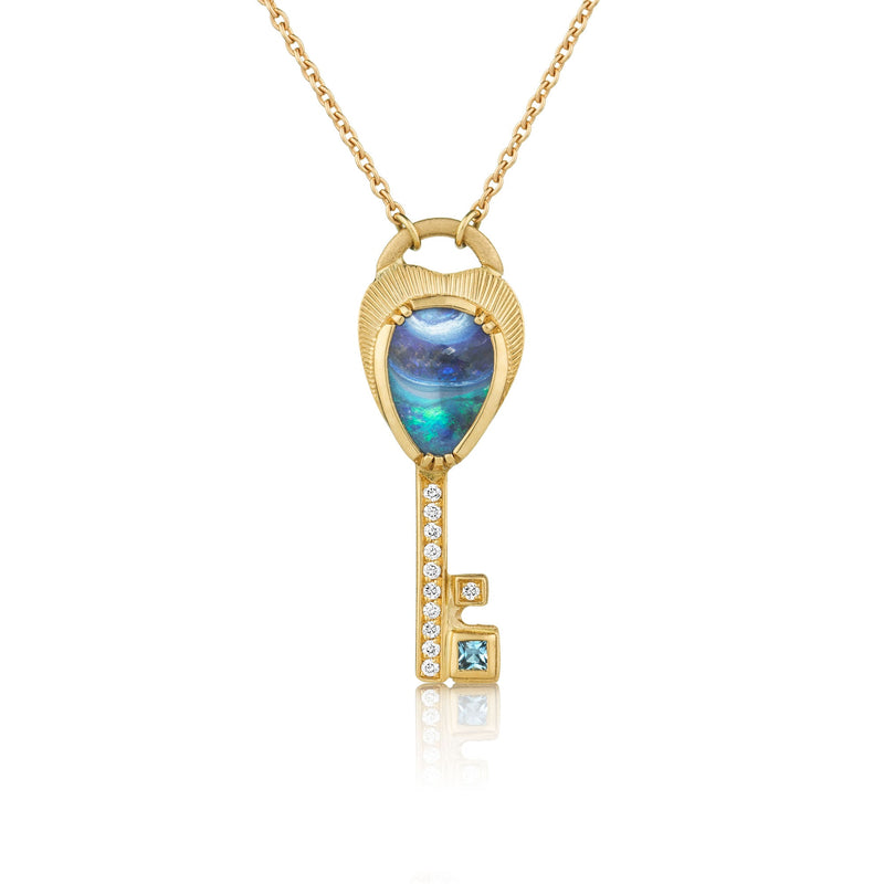 OPAL AQUAMARINE KEY NECKLACE