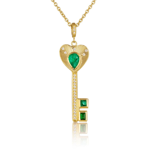 Emerald Diamond Key Necklace