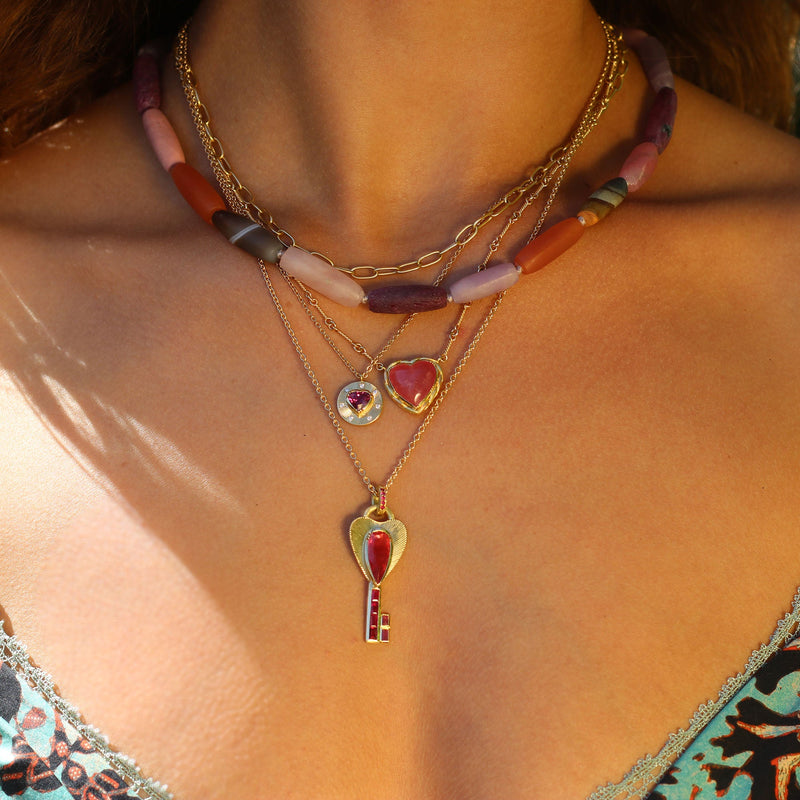 Rhodonite Ruby Key Necklace
