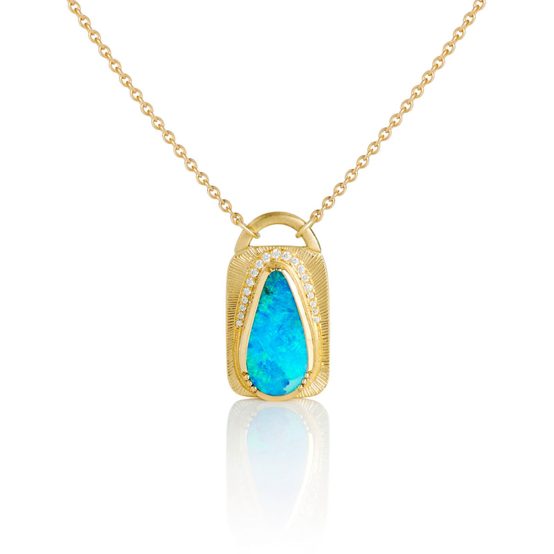 OPAL DIAMOND LOCK NECKLACE