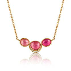 ORBIT 3 PINK SAPPHIRE HALO NECKLACE