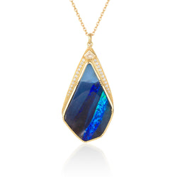 BOULDER OPAL SHIELD HALO NECKLACE