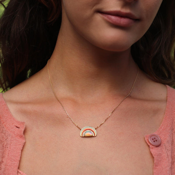 OPAL SUNRISE ENAMEL DIAMOND NECKLACE