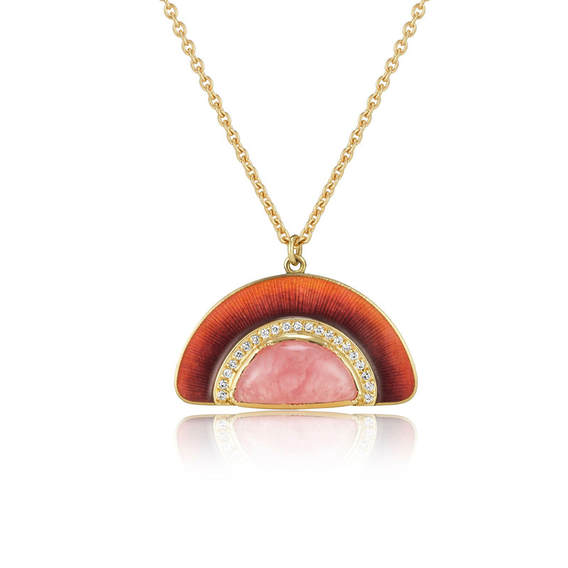 Enamel Sunrise Rhodochrosite Necklace