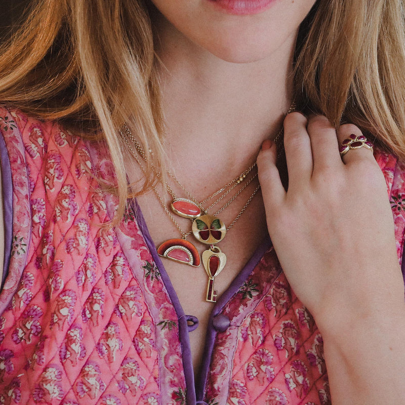 ORBIT RHODOCHROSITE HALO NECKLACE