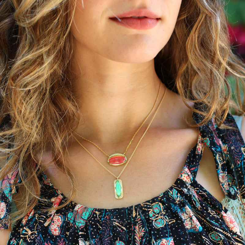 PERUVIAN OPAL SHIELD TEARDROP NECKLACE