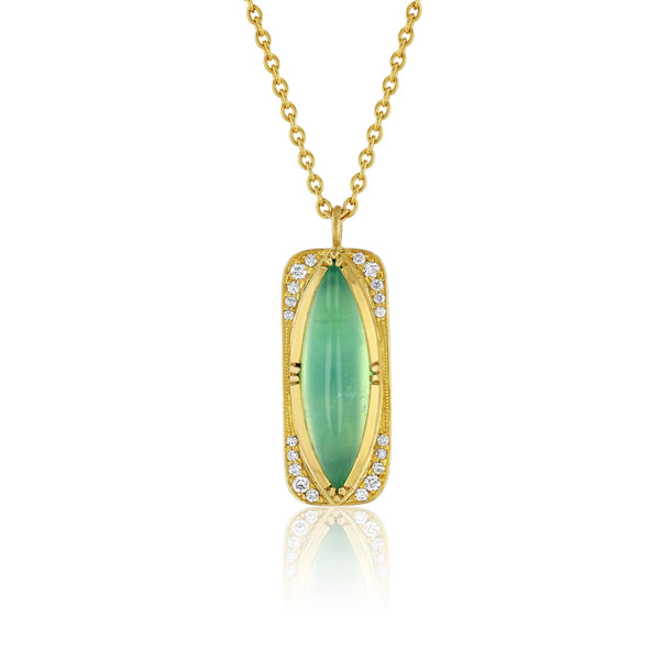 PERUVIAN OPAL SHIELD TEARDROP NECKLACE