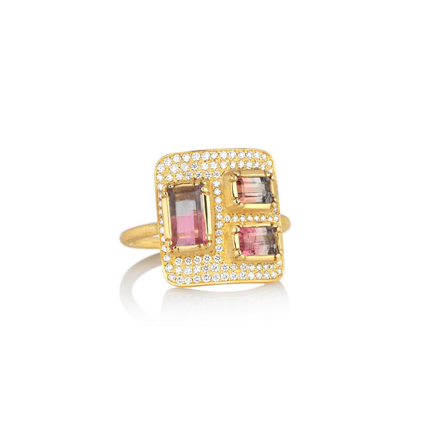 BAUHAUS BI-COLOR TOURMALINE RING