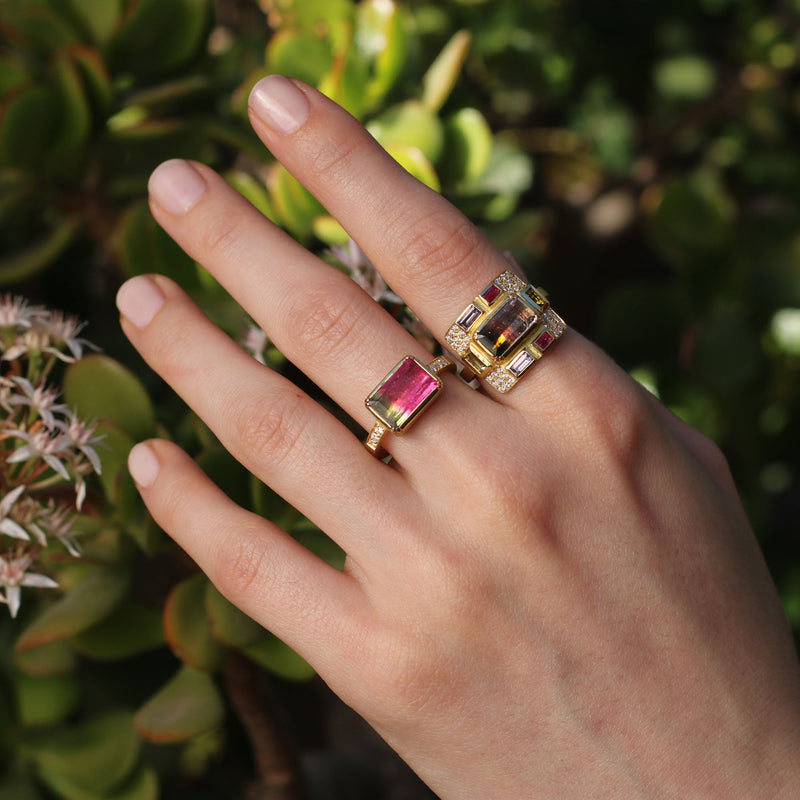 MONDRIAN TOURMALINE SAPPHIRE DIAMOND RING