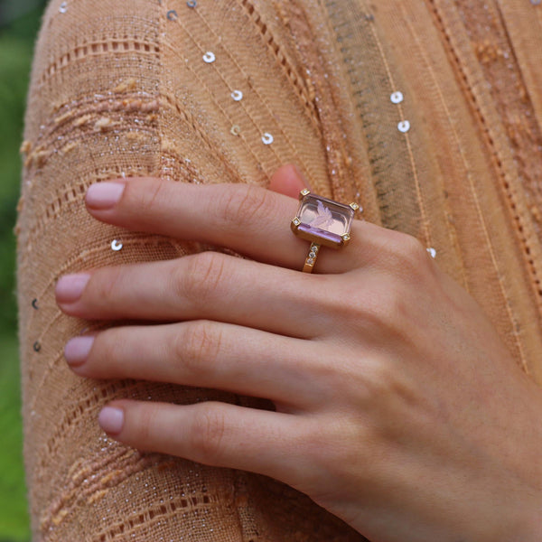 AMETHYST BIRD RING