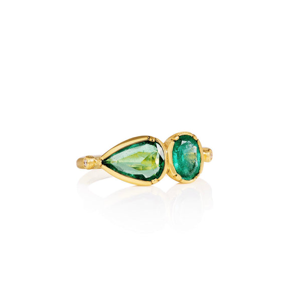 EMERALD HARMONY TEARDROP RING