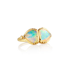 DOUBLE OPAL HEART RING