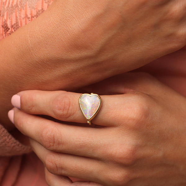 OPAL HEART RING