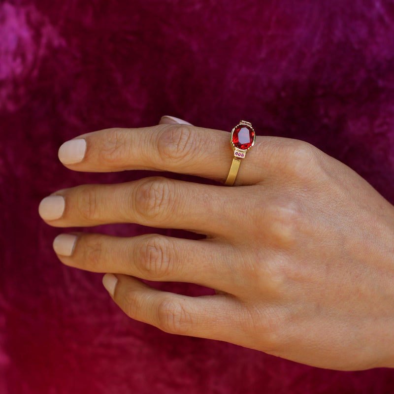 FIRE OPAL RUBY ORBIT RING