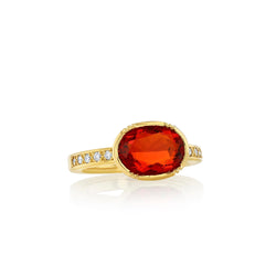 FIRE OPAL ORBIT DIAMOND BAND RING