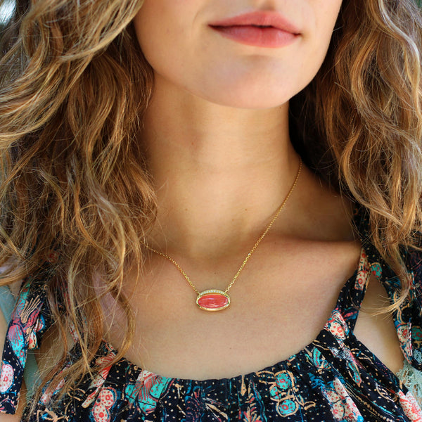 ORBIT RHODOCHROSITE HALO NECKLACE