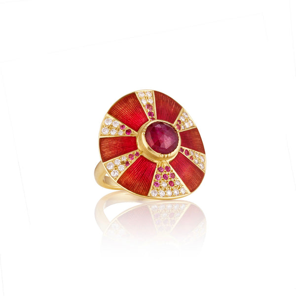 Ruby Diamond Pinwheel Ring