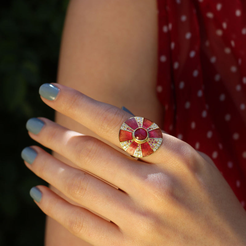 Ruby Diamond Pinwheel Ring